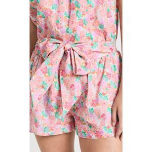 Something Navy Cotton / Linen Floral Tie Waist Shorts Size M / NWT